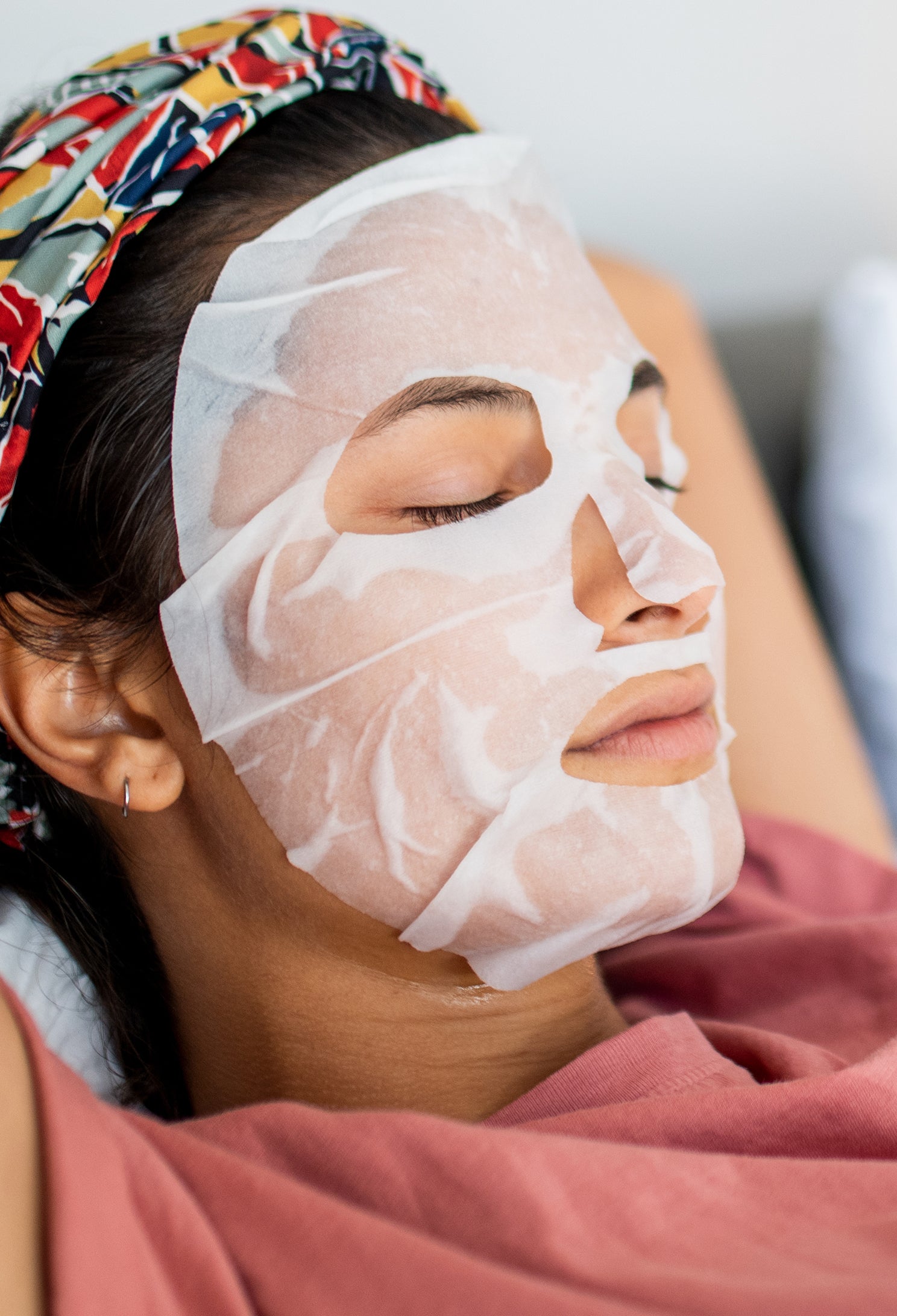 lavera Firming sheet mask during application