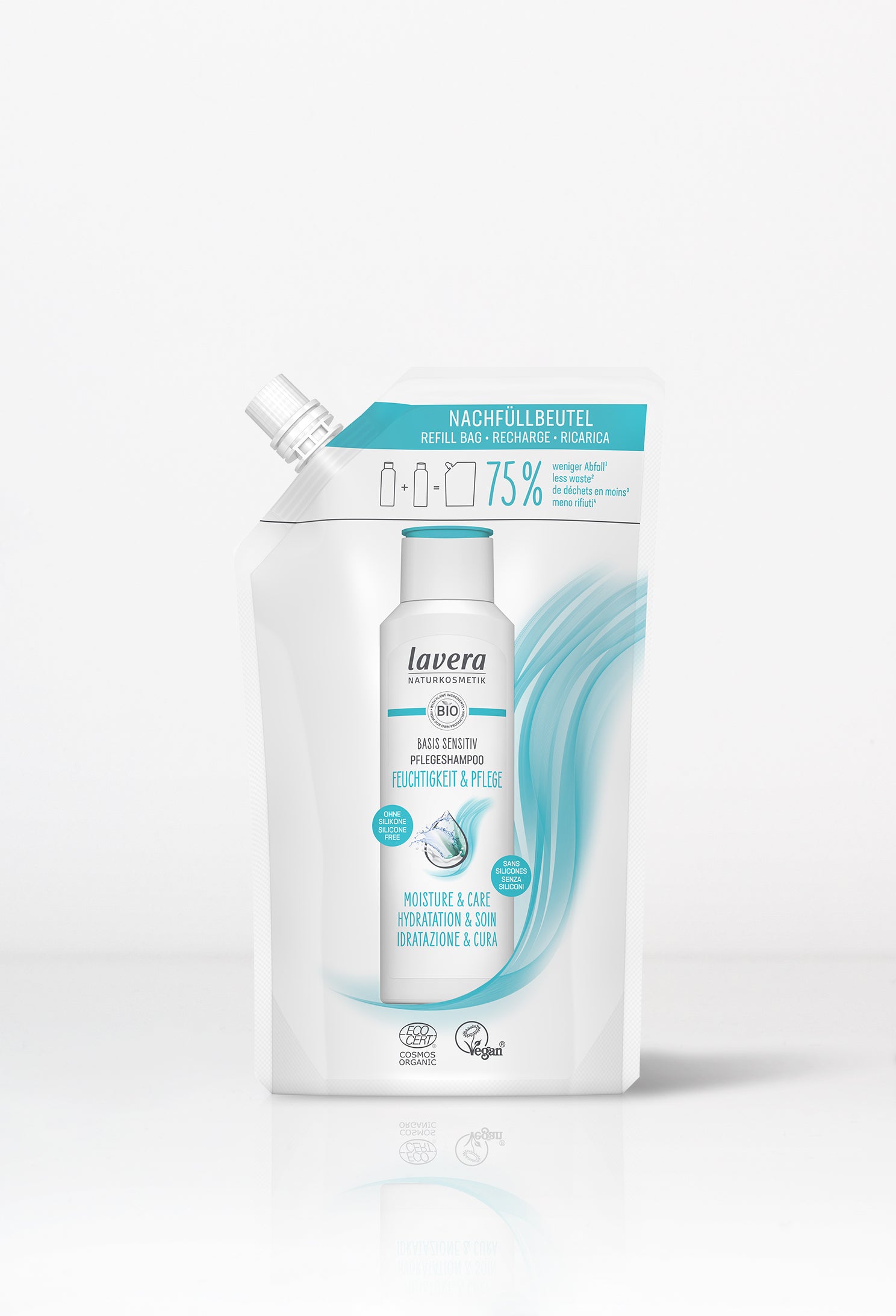 lavera Nachfüllbeutel basis sensitive Pflegeshampoo Feuchtigkeit & Pflege