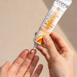 lavera Glow by Nature Anti-UV Fluid SPF 50 during application