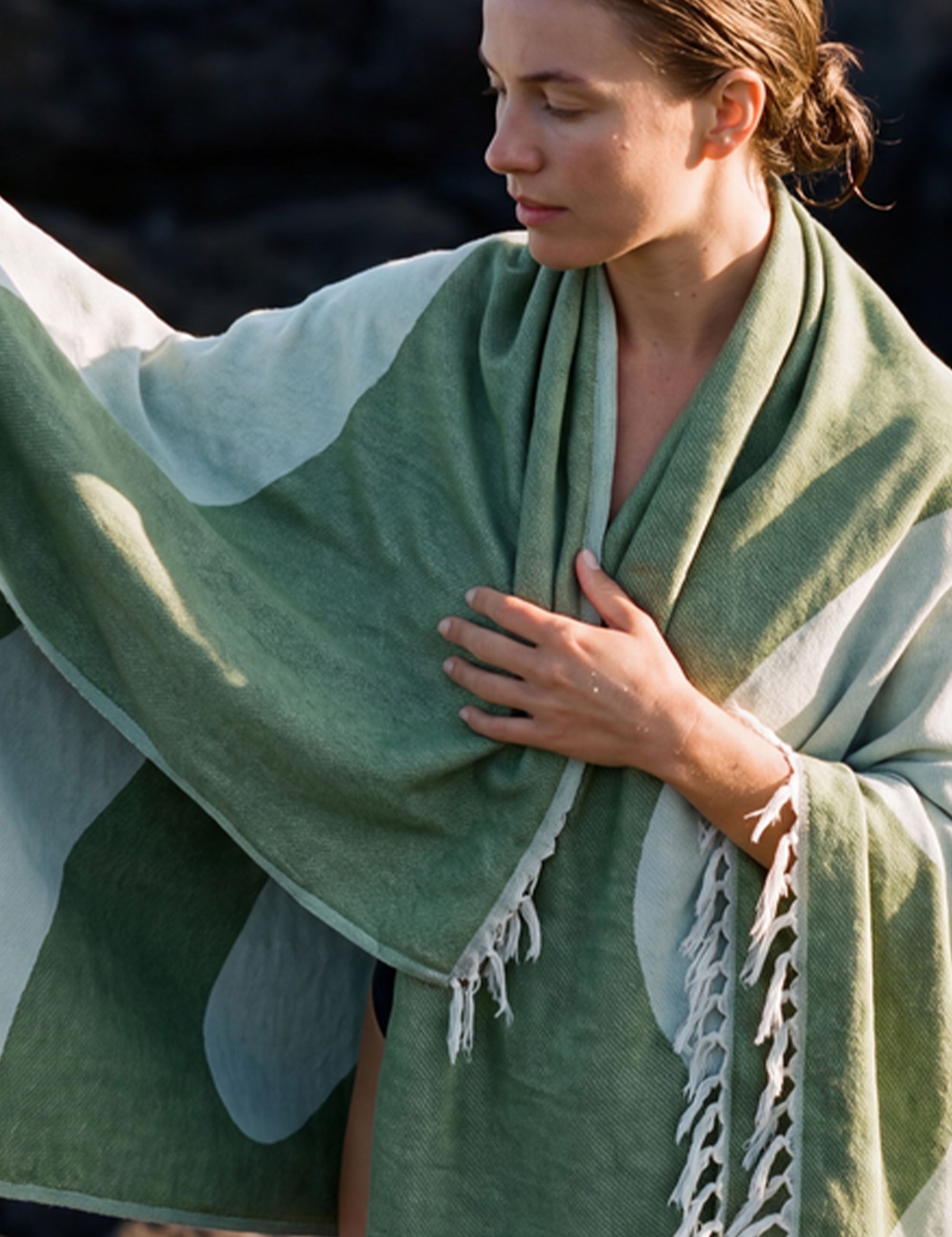 lavera Beach Towel – Sage Green during application