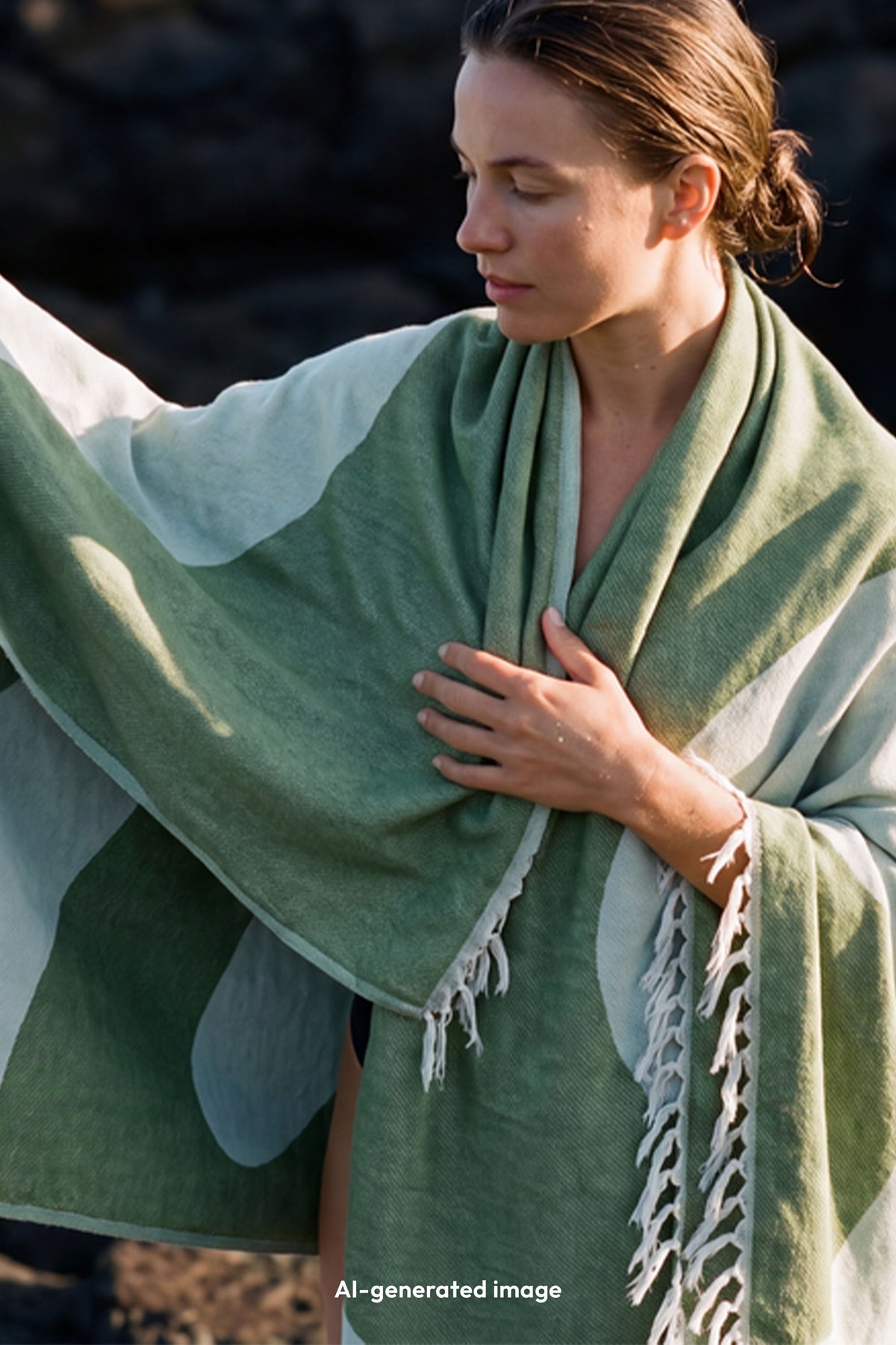 lavera Beach Towel – Sage Green during application