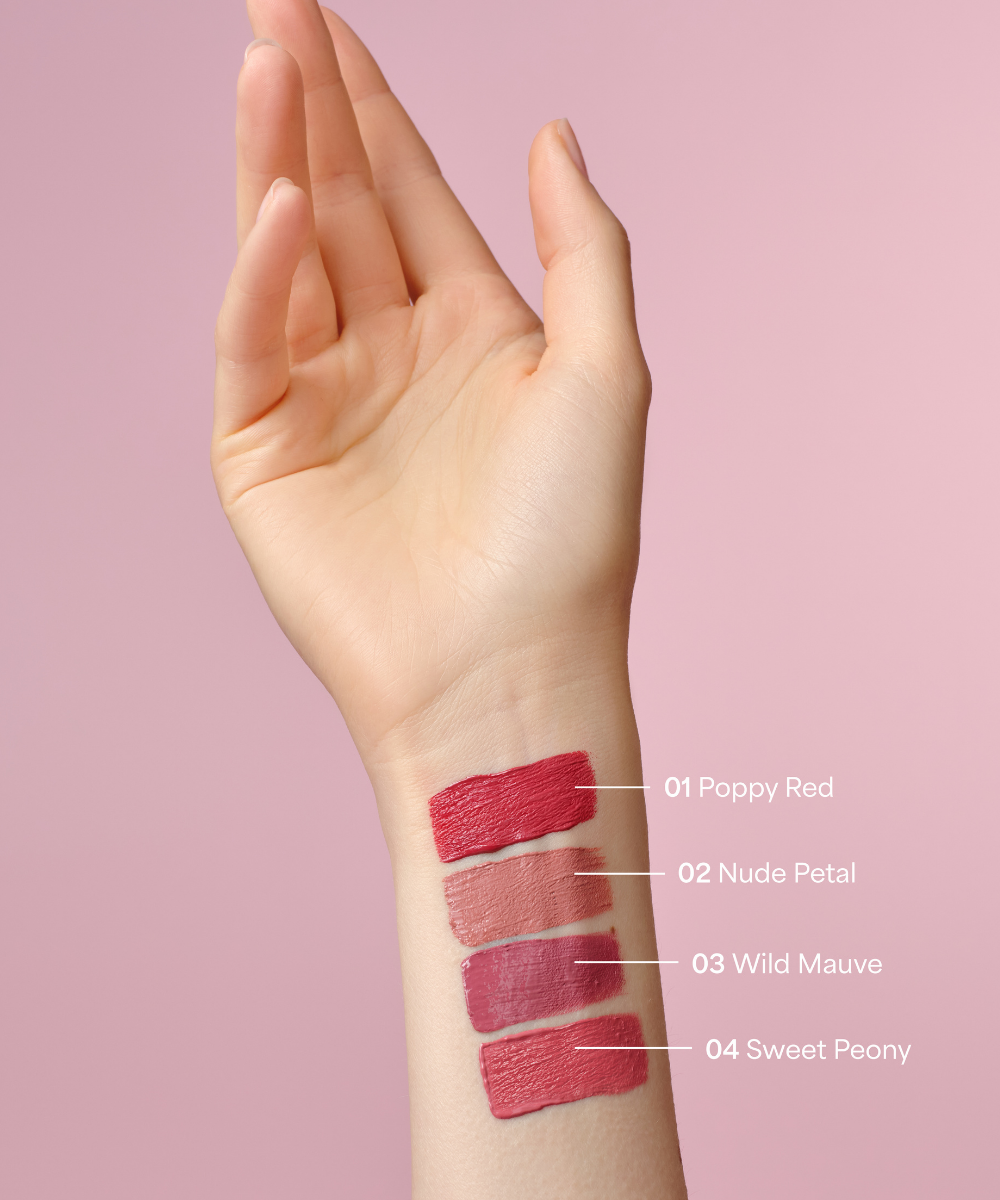 lavera Pure Satin Liquid Lipstick -Wild Mauve 03- during application