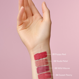 lavera Pure Satin Liquid Lipstick -Wild Mauve 03- during application