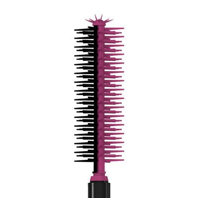 Pink-schwarze Butterfly Effect Mascarabürste auf weißem Hintergrund