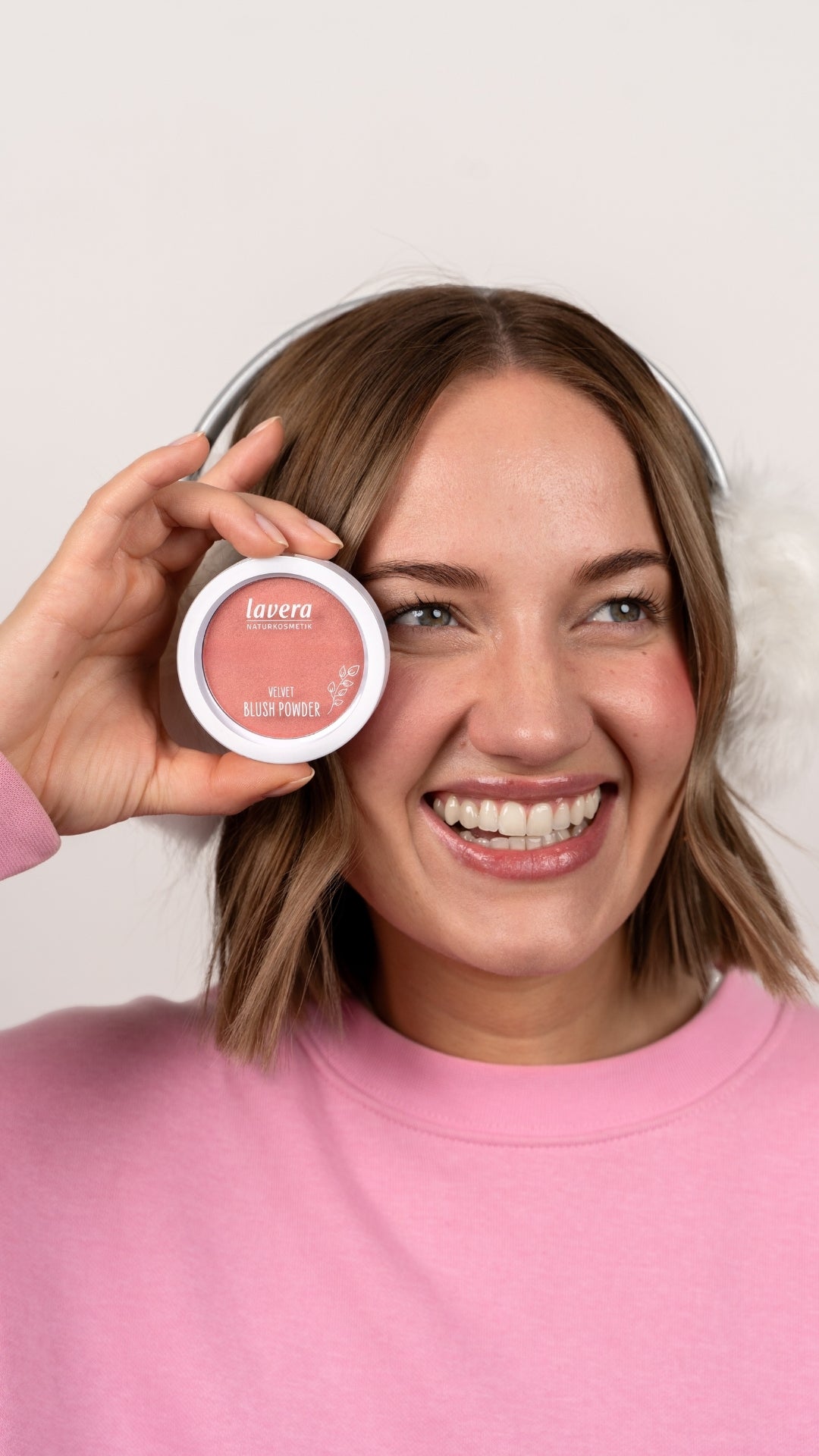 Velvet Blush Powder in use