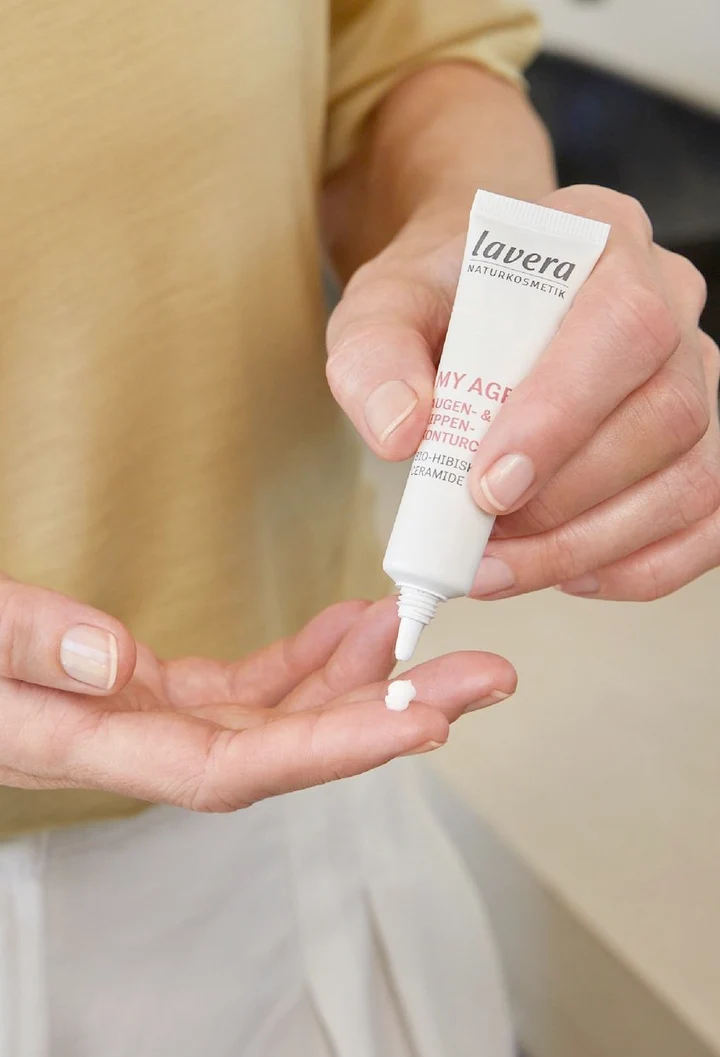 My Age eye & lip contour cream in use
