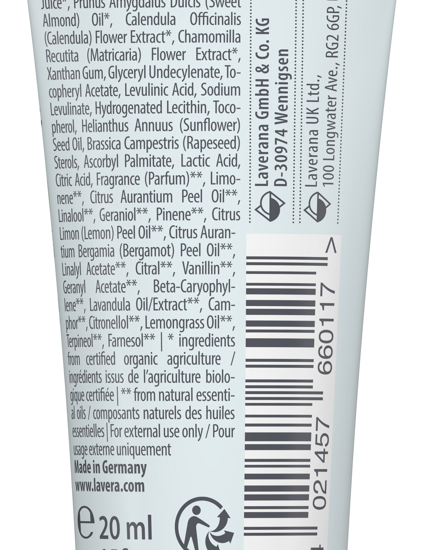 lavera Travel size basis sensitive hand cream