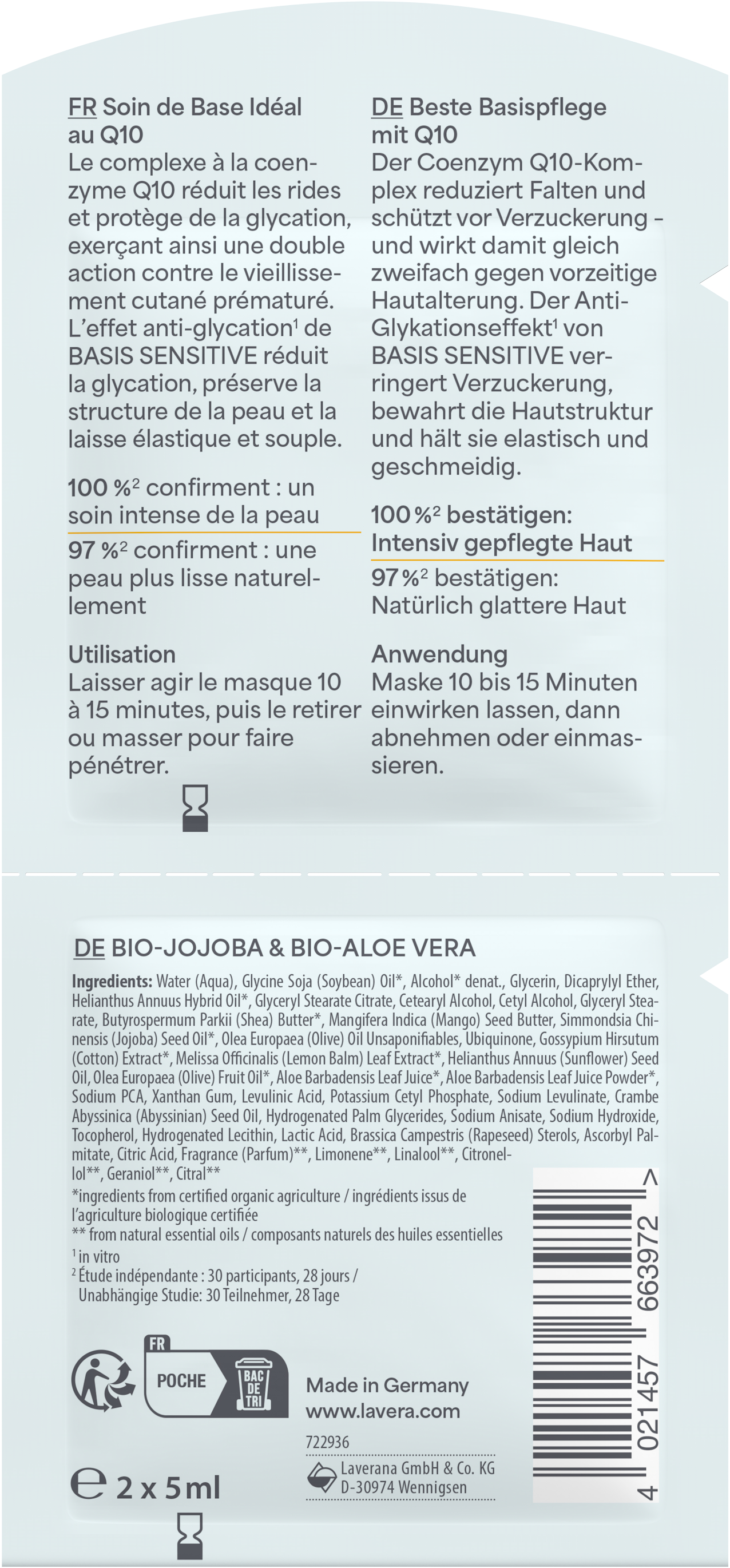 basis sensitive Masque anti-rides Q10
