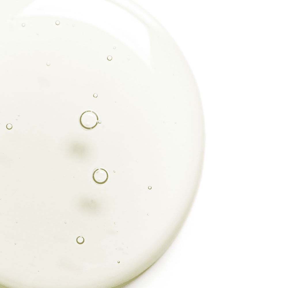 Transparent liquid on a white background