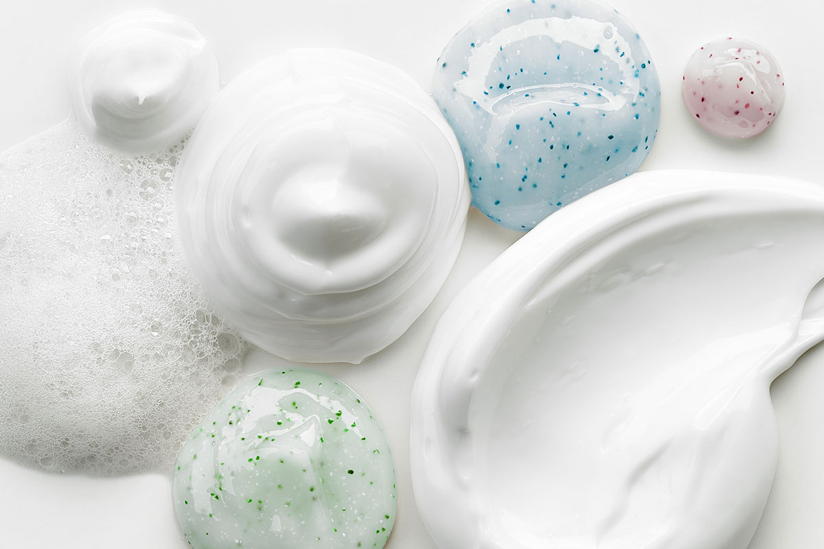 Verschiedene Creme Texturen in Nahaufnahme